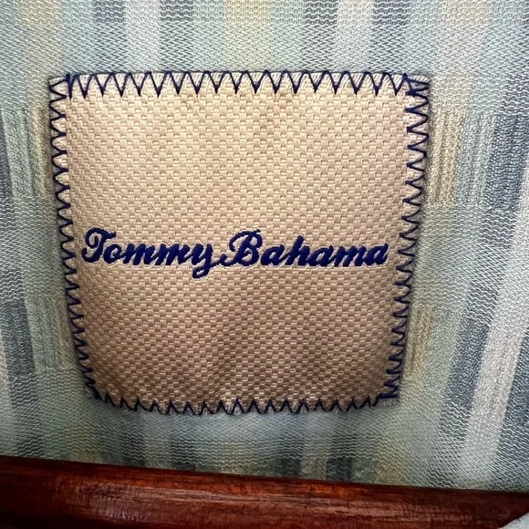 Tommy Bahama Silk Cotton Blend Shirt Pixel In Paradise Camp Shirt Blue Aloha Med - Picture 5 of 16